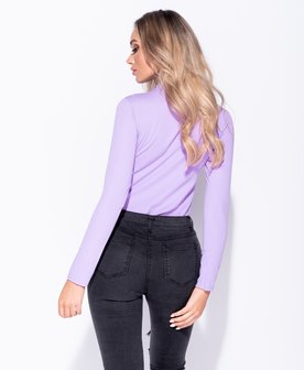 High Neck Long Sleeve Bodysuit in Lila