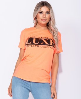 Luxe Print Oversized T Shirt in Oranje