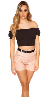 Sexy Crop Shirt Padded in Zwart