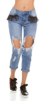Sexy 7/8 Jeans Destroyed Look met Fringes