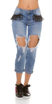 Sexy 7/8 Jeans Destroyed Look met Fringes