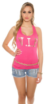 Sexy KouCla Tanktop met V.I.P. print in Fuschia