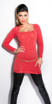 Sexy KouCla Lurex Jumper met Studs in Coral