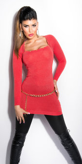 Sexy KouCla Lurex Jumper met Studs in Coral