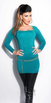 Sexy KouCla Lurex Jumper met Studs in Saffier