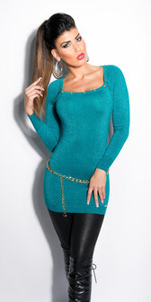 Sexy KouCla Lurex Jumper met Studs in Saffier