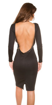 Sexy Koucla Long Sleeve Jurk Backless in Zwart