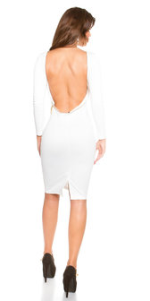 Sexy Koucla Long Sleeve Jurk Backless in Wit