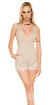 Sexy KouCla Playsuit met Sexy Cut in Beige