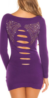 Sexy KouCla Long Jumper met Rivets & Rhinestones in Paars