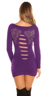 Sexy KouCla Long Jumper met Rivets & Rhinestones in Paars