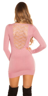 Sexy KouCla Longsweater met Kant en Studs in Roze