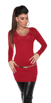 Sexy KouCla Longsweater met Ketting in Rood