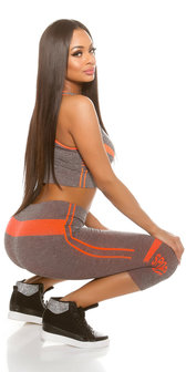 Trendy Workout Set Top &amp; Capri leggings in Oranje