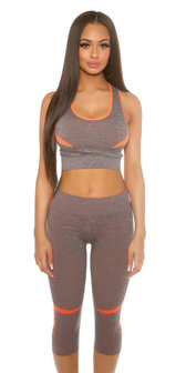 Trendy Workout Set Top &amp; Capri leggings in Oranje