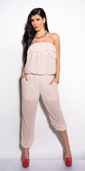 Sexy chiffon bandeau jumpsuit in Roze