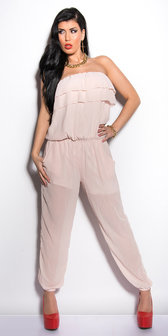 Sexy chiffon bandeau jumpsuit in Roze