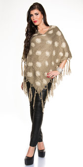 Sexy poncho met stippen patroon in cappuccino