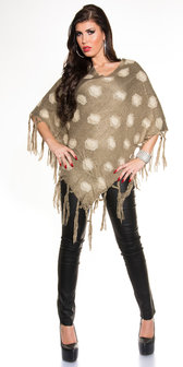 Sexy poncho met stippen patroon in cappuccino