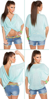 Sexy wrap shirt 2 way style in munt