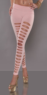 Sexy Leggings met Scheuren in Roze