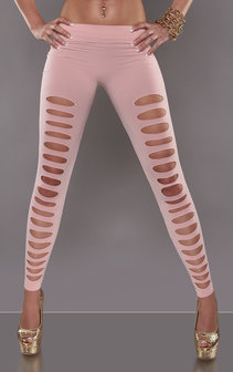 Sexy Leggings met Scheuren in Roze