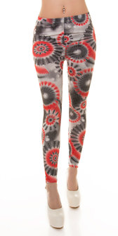 Sexy Leggings met Psychedelic Print en Studs in Zwart