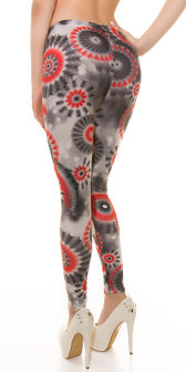 Sexy Leggings met Psychedelic Print en Studs in Zwart