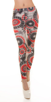 Sexy Leggings met Psychedelic Print en Studs in Zwart