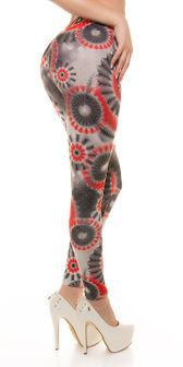 Sexy Leggings met Psychedelic Print en Studs in Zwart