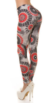 Sexy Leggings met Psychedelic Print en Studs in Zwart