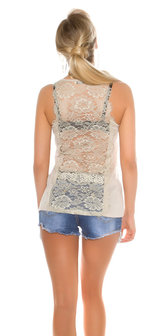 Sexy Tanktop &quot;STARS&quot; met Kant in Beige