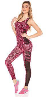 Trendy Workout Outfit Block met Topje &amp; Leggings in Fuschia