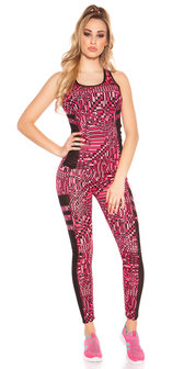 Trendy Workout Outfit Block met Topje &amp; Leggings in Fuschia