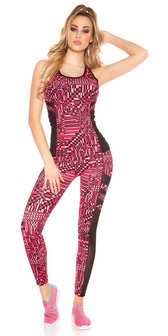 Trendy Workout Outfit Block met Topje &amp; Leggings in Fuschia