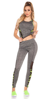 Trendy Workout Outfit Li met Top &amp; Leggings in Geel