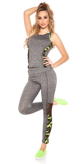 Trendy Workout Outfit Li met Top &amp; Leggings in Geel