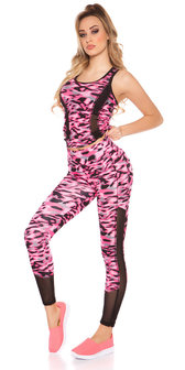 Trendy Workout Outfit met Top &amp; legging in Fuschia