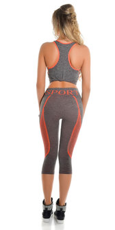 Trendy Workout Outfit Tanktop &amp; Capri Leggings in Oranje