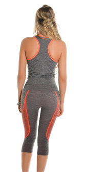 Trendy Workout Outfit Tanktop &amp; Capri Leggings in Oranje