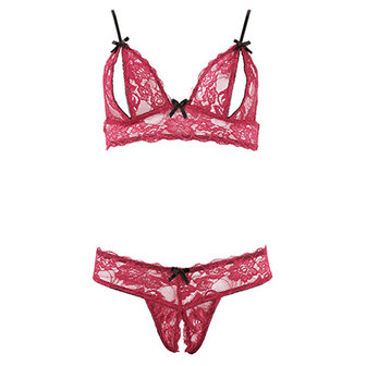 Rood Lingerie Setje Met Open Cups