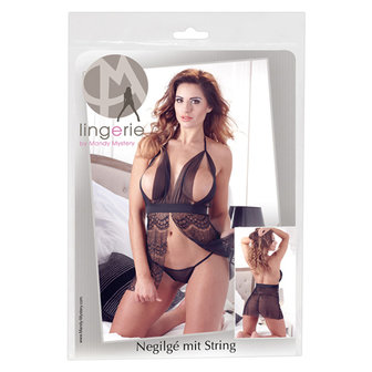 Babydoll Met Open Cups - Zwart