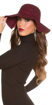 Trendy Floppy Leo Felt Hoed met Ribbon in Bordeaux