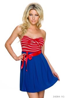 Sexy strapless mini jurk van Italy Moda in rood-blauw