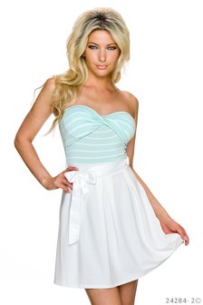 Sexy strapless mini jurk van Italy Moda in turquoise-wit