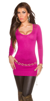 Sexy KouCla Longsweater met Spikes in Violet