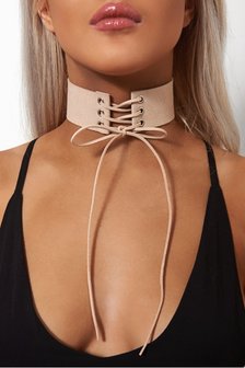 Celeb Choker met Veters in Beige