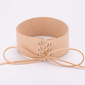 Celeb Choker met Veters in Beige