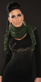 Sexy Fine Knit Sjaal met Ketting in Groen
