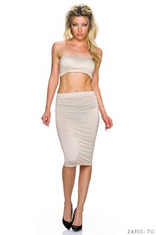 Sexy Set Top + Rok van L.B. Moda in Creme